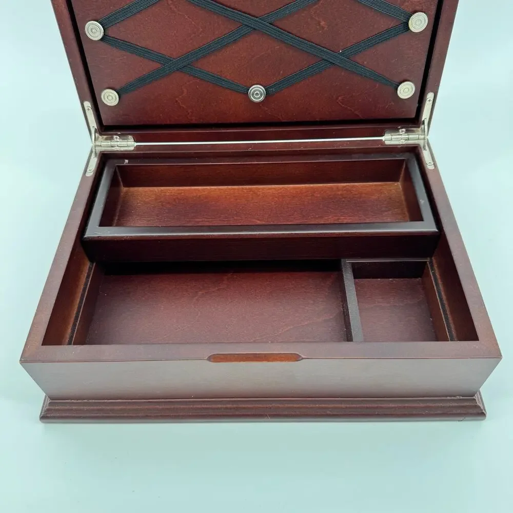 Wooden Jewelry Keepsake Box Lift-Out Tray Silver Plaque Mother Gift